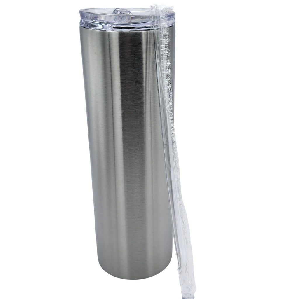 30 oz Cup Stainless Steel Tumbler w/Straw & Slider Lid DIY Epoxy Vinyl Craft NIB