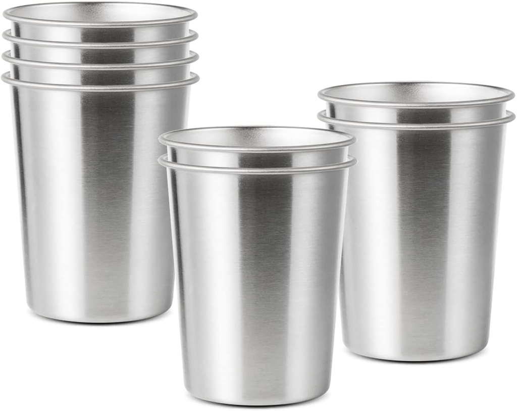 8 Pack 6 oz Stainless Steel Cups for Kids, BPA Free Healthy Metal Shatterproof S